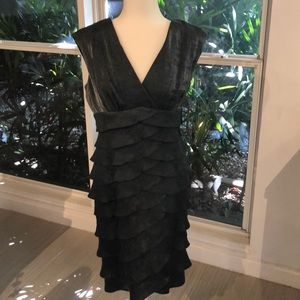 London Times grey shimmer sleeveless dress. Sz. 12